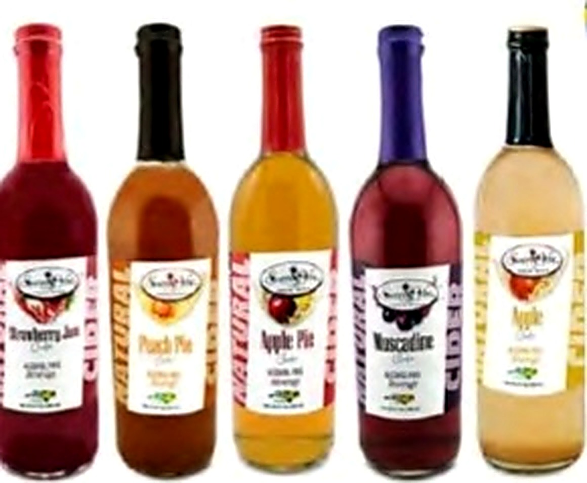 Sweet Vine cider lineup — Strawberry, Peach, Apple Pie, Muscadine, Apple